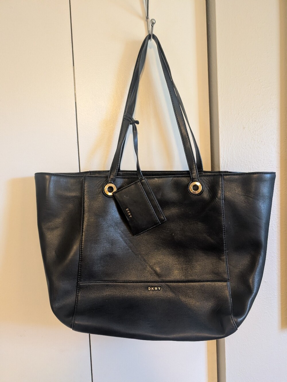 DKNY Black Leather Tote Bag